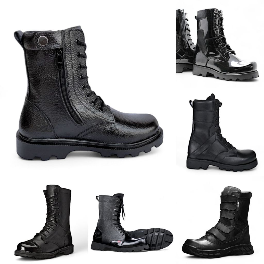 Sepatu PDL Kulit Motif Jeruk PDL Tni AD AU AL Polri Linmas Dinas Lapangan Safety Ujung Besi Berkuali