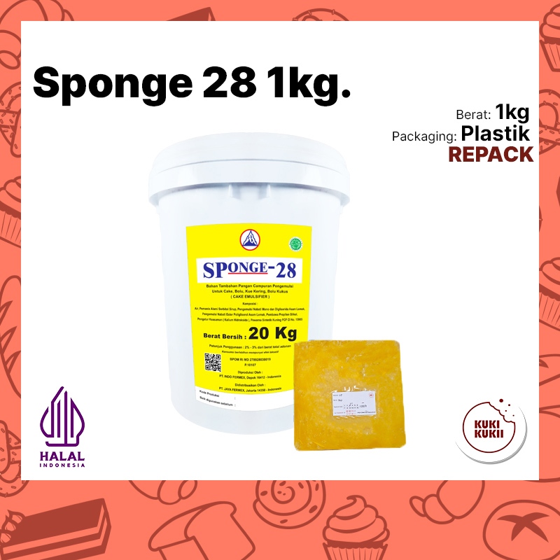 

Sponge 28 Pelembut Kue REPACK 1kg | SP 28 Cake Emulsifier Pengembang Kue 1 kg