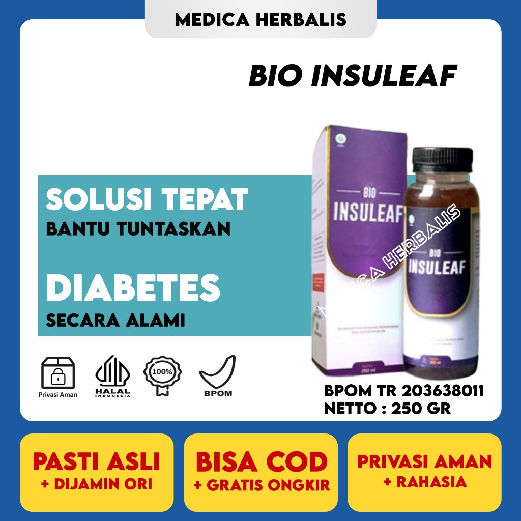 Bio Insuleaf Herbal Diabetes Original BPOM 1 Btl 200ml Asli Insulin Atasi Gula Darah Kolesterol Asam