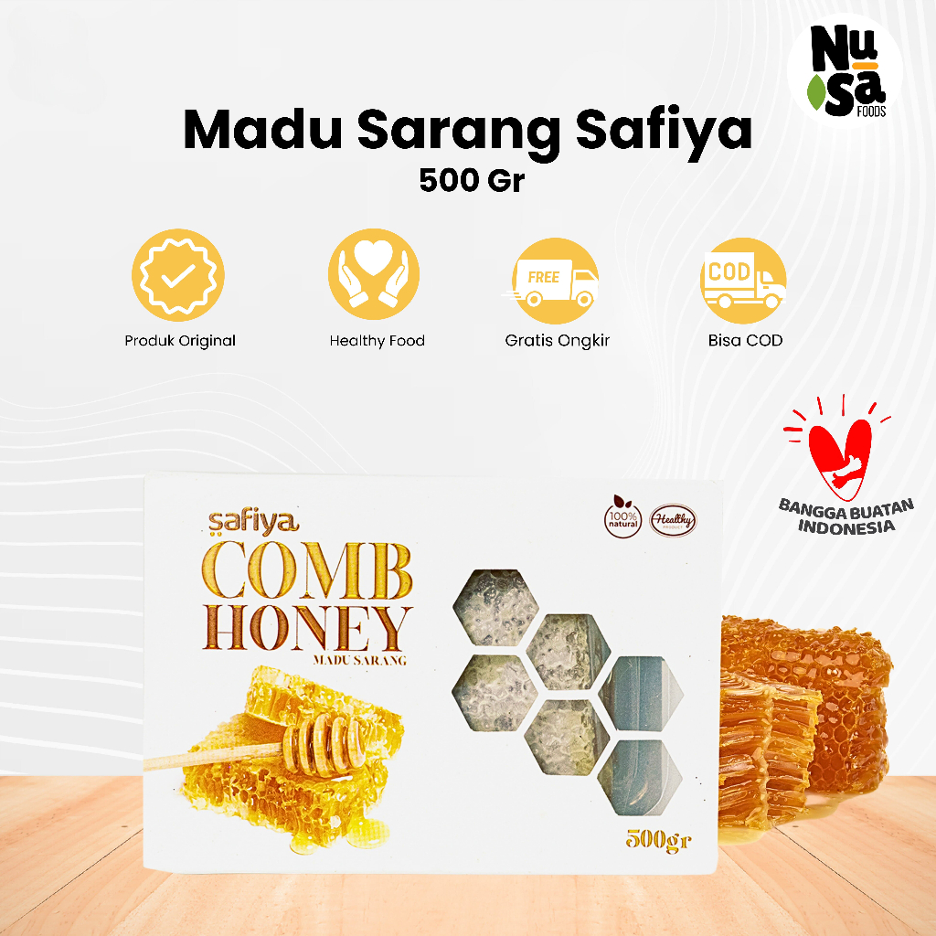 

Madu Sarang 500 Gram Safiya Raw Honey Comb Madu Asli 100% Original