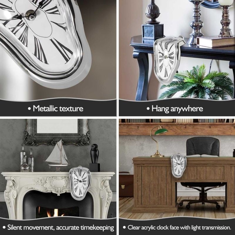 Jam Dinding Jam Meja Vintage Klasik Model Leleh Hiasan Ruangan Salvador Dali Melted Clock Surrealism