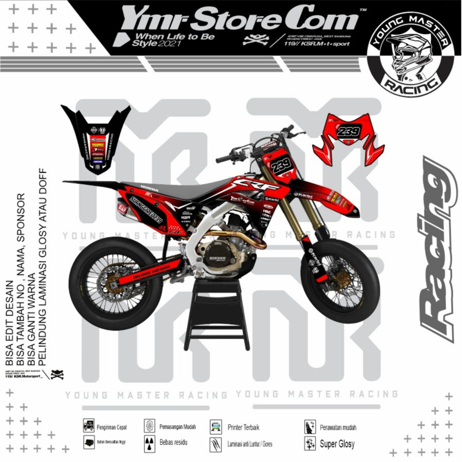DECAL CRF 150 L FULL BODY BEBAS CUSTOM DESAIN SIMPEL KEREN DECAL KLX DECAL WR HALUXCY