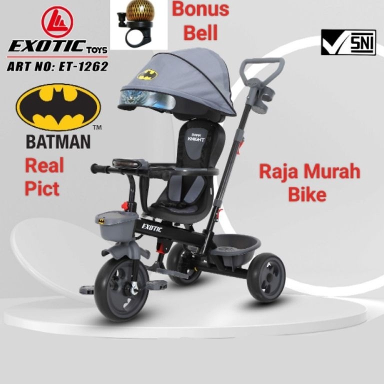 KODE V58N Sepeda Anak Roda Tiga Exotic ET1262 Batman Sepeda Stroller Roda Tiga Exotic ET1262