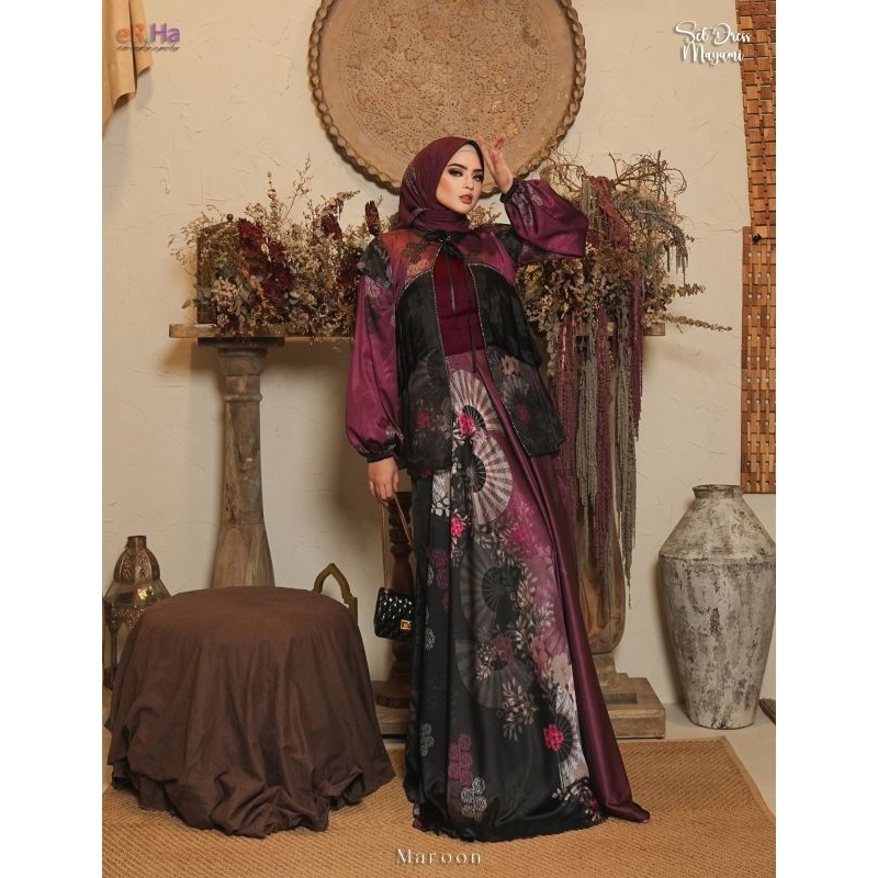 [ER.HA SYARI] GAMIS SYARI TERBARU / DRESS SET PRINTING " MAYUMI SET " BY ERHA SYARI