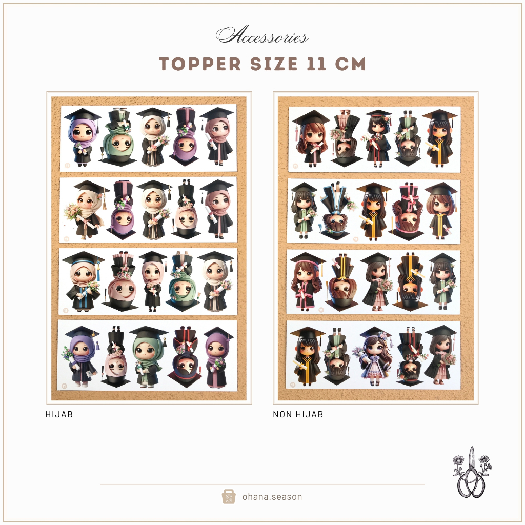 

(PAKET 60 PCS) Ohana Season Topper Wisuda | Topper Buket Ukuran 11 cm (Tidak Dipotong)