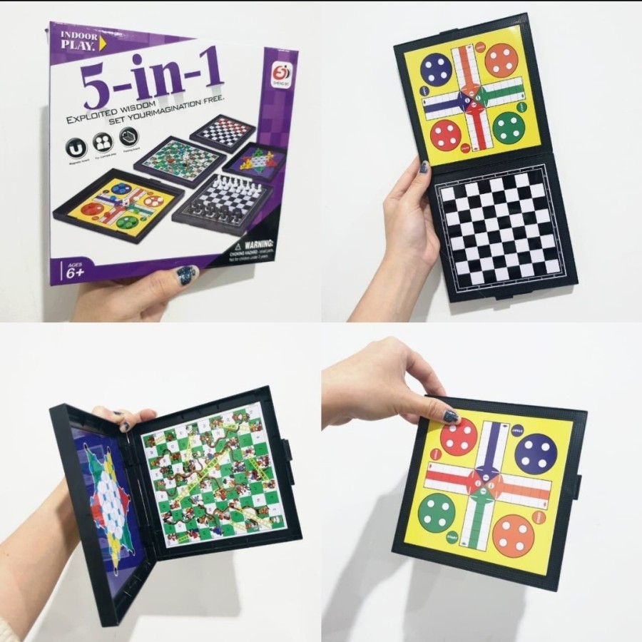 Mainan Anak Magnetic Board Game 5 in 1