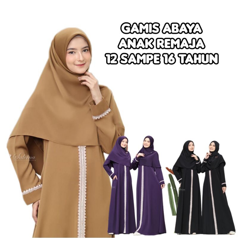 Abaya Anak remaja/Gamis Abaya Buat Anak remaja Ful renda Cantik/Abaya Muslim Anak prempuan Terbaru/A