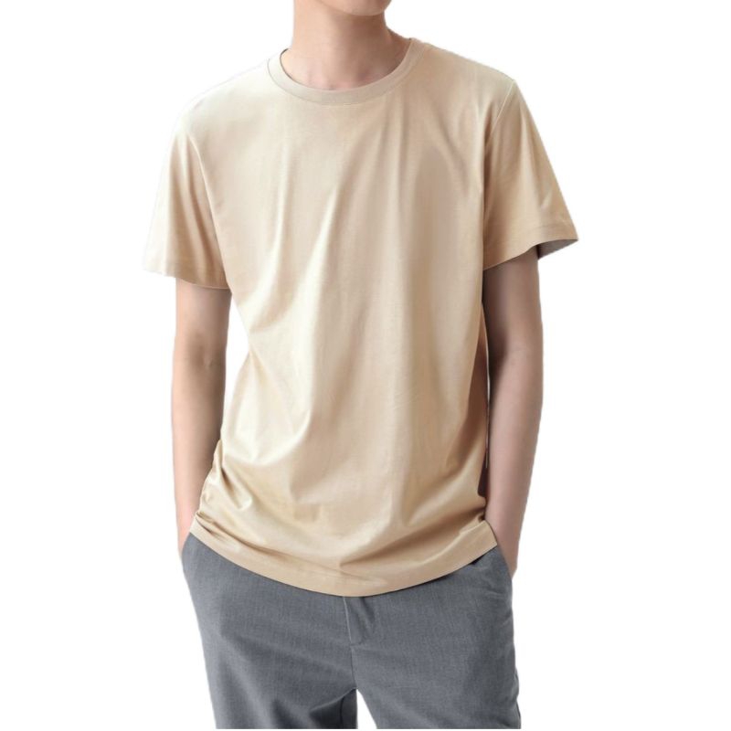 Kaos Polos Lengan Pendek Pria dan Wanita Warna Cream