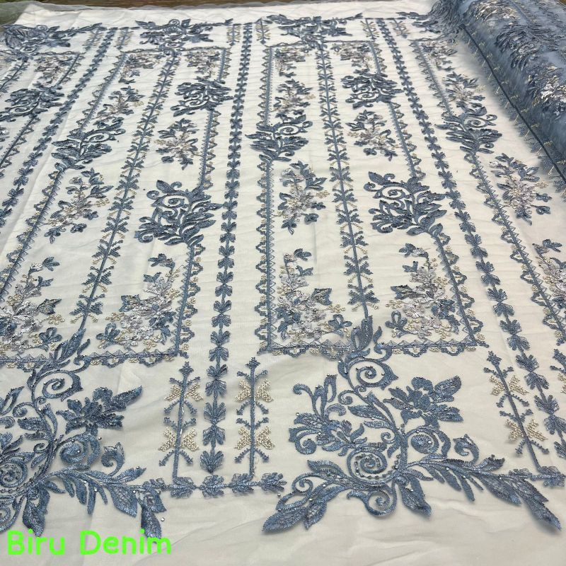 Bahan Kain Tille Bordir Motif Etnik