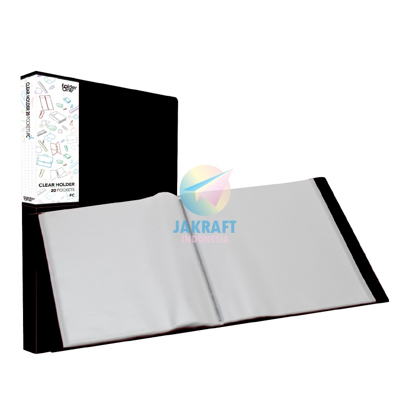 

TERLARISSS 1 Pcs Map Clear Holder Folio F4 FC isi 2 Display Book Hitam Black Document Keeper Tebal