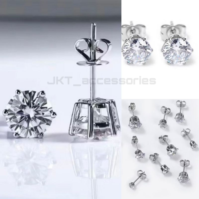 anting tindik permata giwang pria wanita