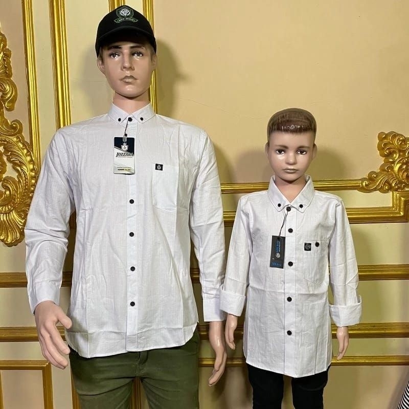 kemeja polos lengan panjang couple ayah dan anak