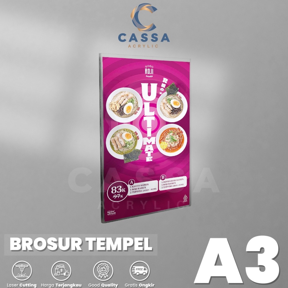 

Ready Stock Tempat Brosur Tempel Sign Holder Acrylic Akrilik Dinding A3