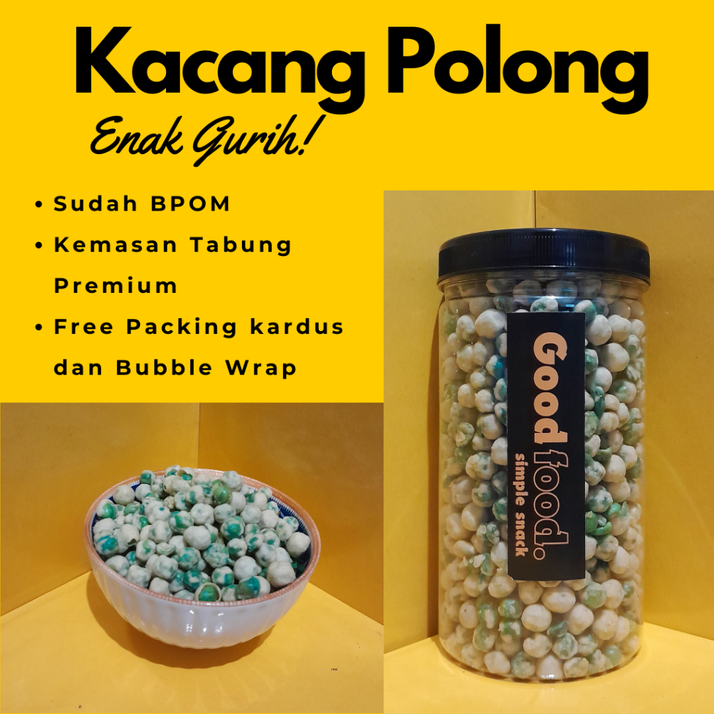 

GOOD Snack Kacang Polong 500gr Enak Gurih Cemilan Makanan Ringan Kemasan 1000ml Termurah Berkualitas