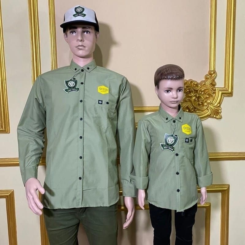 kemeja polos lengan panjang couple ayah dan anak