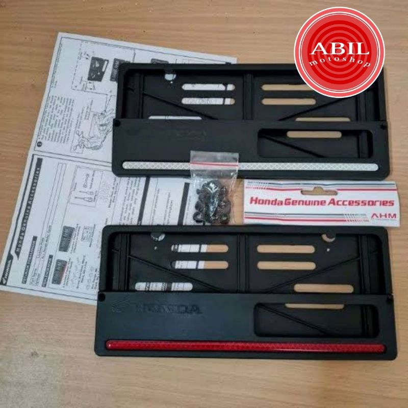 cover plat nomer original honda/cover pelindung plat nomer list merah putih