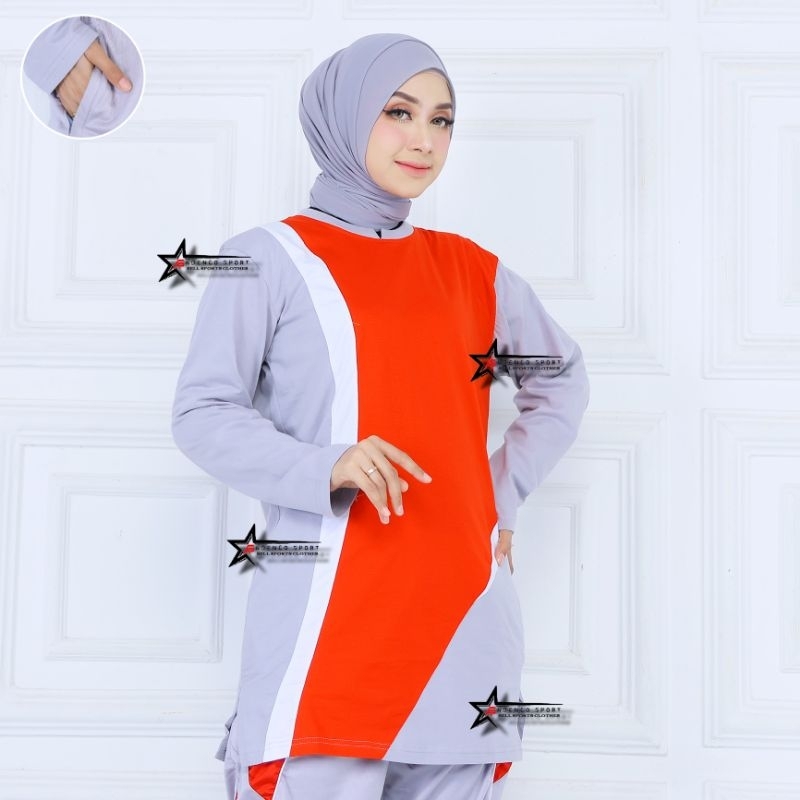 Baju Olahraga muslimah / atasan baju senam muslimah / atasan olahraga wanita