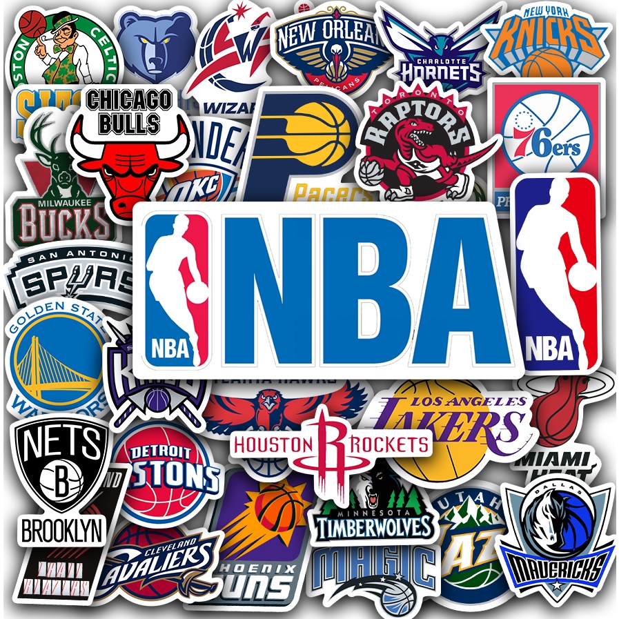 

[32PCS] Stiker Keren NBA Team Logo Stiker basket Logo Tahan Gores Decal Kartu Album Custom Vinyl Anti Air- Sticker Aesthetic Buku Journal Koper Casing HP Tablet Laptop Helm Motor Botol Minum