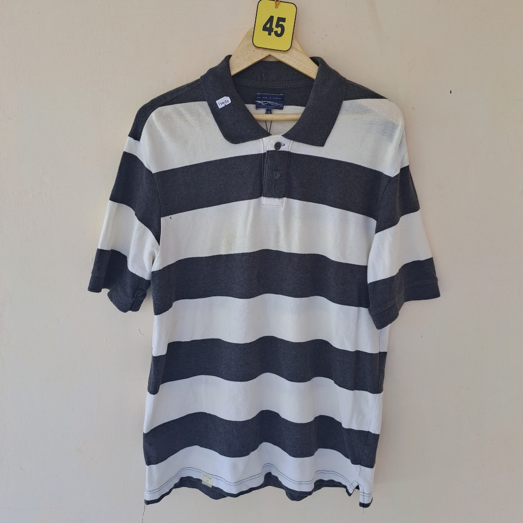 Kaos Kerah Uniqlo Motif Salur Colab The Wave Is Forever Original Full Tag