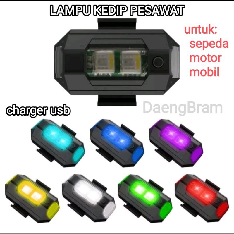 LAMPU KEDIP PESAWAT RGB CAS USB UNTUK SEPEDA, MOTOR