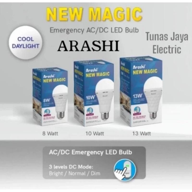 Bohlam LED Emergency ARASHI NEW MAGIC/Lampu LED Emergency ARASHI