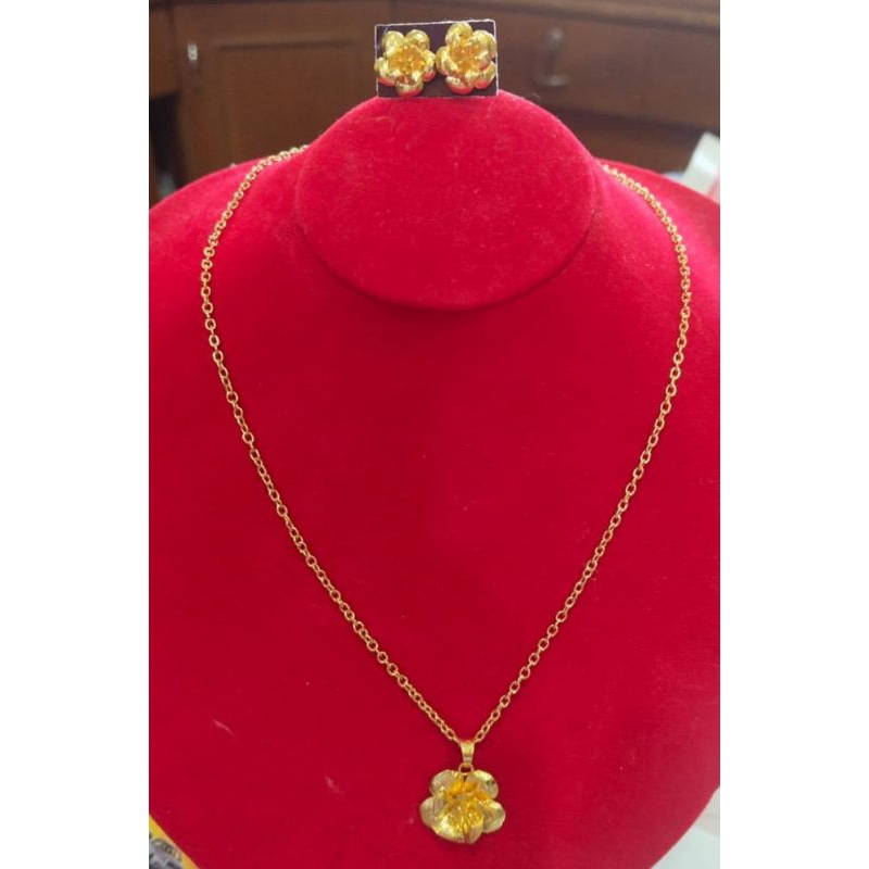 24k kalung + liontin mawar emas 99,99%. 8 gram