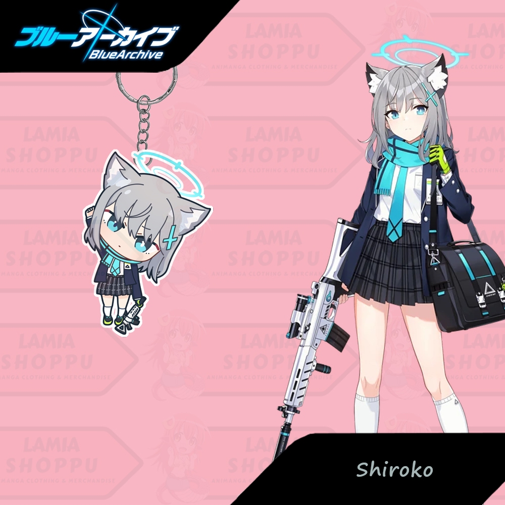 Gantungan Kunci Anime Game Blue Archive Shiroko Chibi | Ganci UV Shiroko Blue Archive