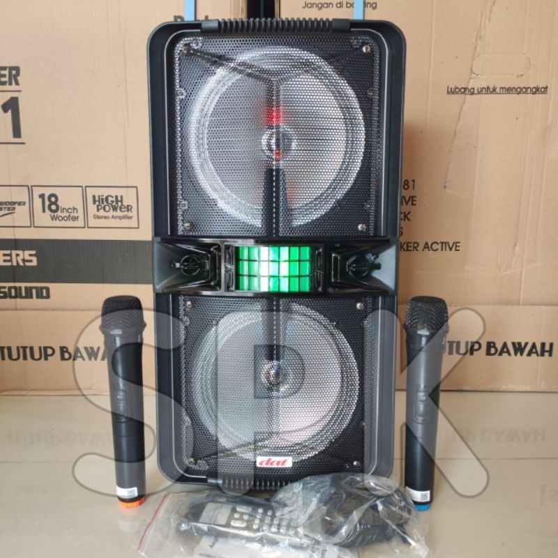 Speaker Portable DAT DT 2178 8 inch 2 Mic Wireless