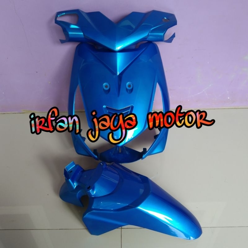 Paket Cover body depan Honda beat karbu biru muda