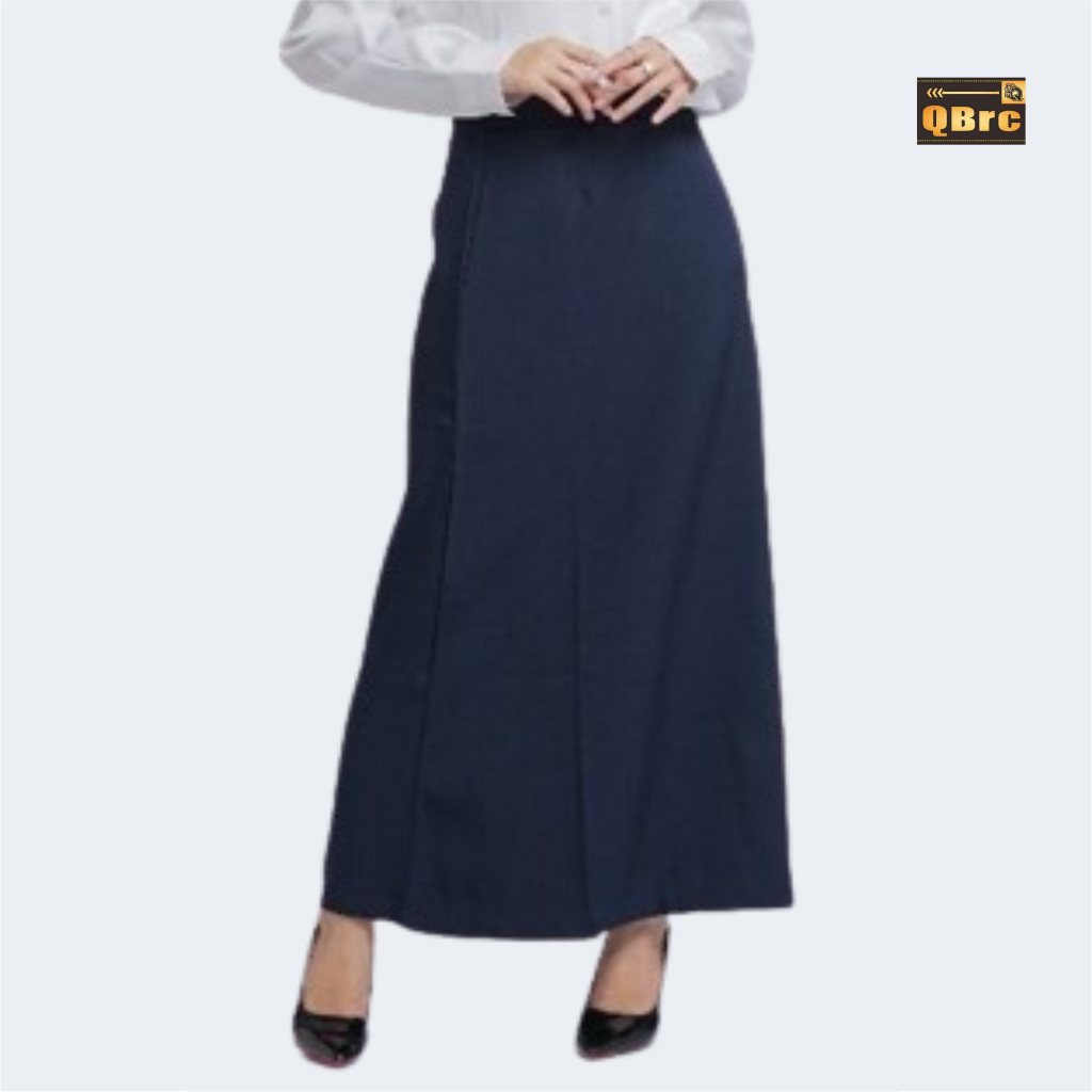 QBRC Rok Kerja Wanita Mayung Pinggang Karet Rok Kerja Wanita Panjang Rok A Line Skirt Payung Standar