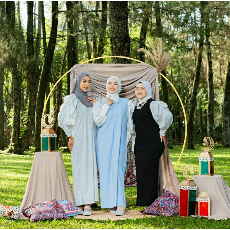 Jasmine Puff Dress - Dress Lengan Balon - Gamis Sleting - Dress Panjang Kekinian