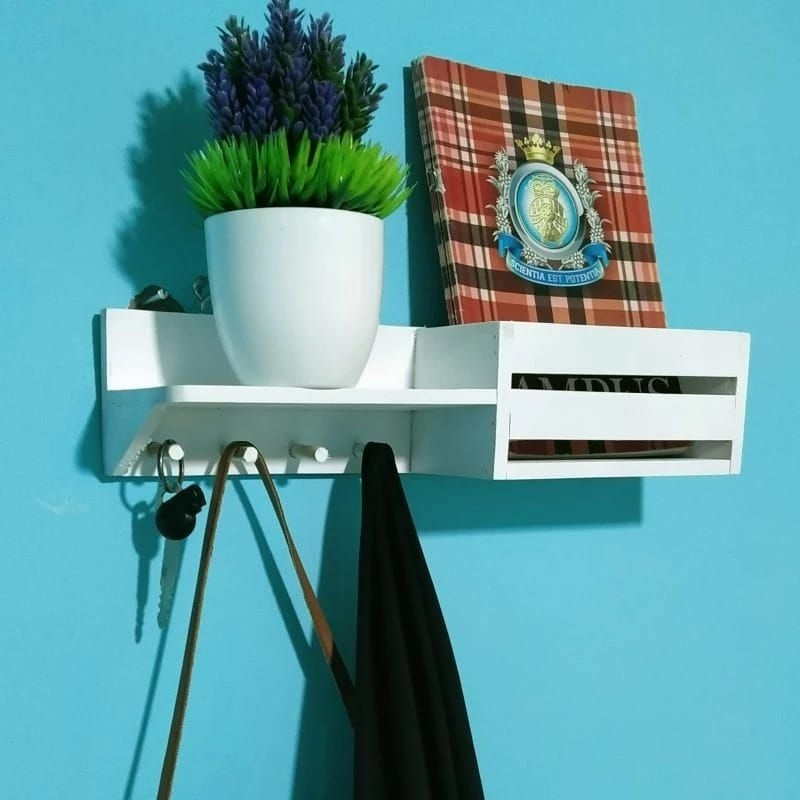 Rak dinding / rak tempat gantungan kunci / rak cantolan baju hijab tas / rak buku gantung / tempat k