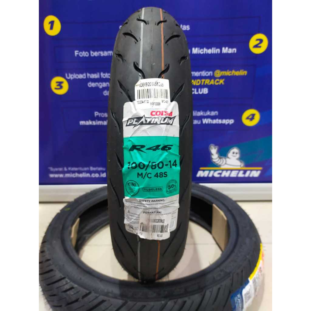 CORSA R46 100/80-14 BAN LUAR MATIC RING 14 TUBLESS SOFT-COMPOUND CORSA PLATINUM R46