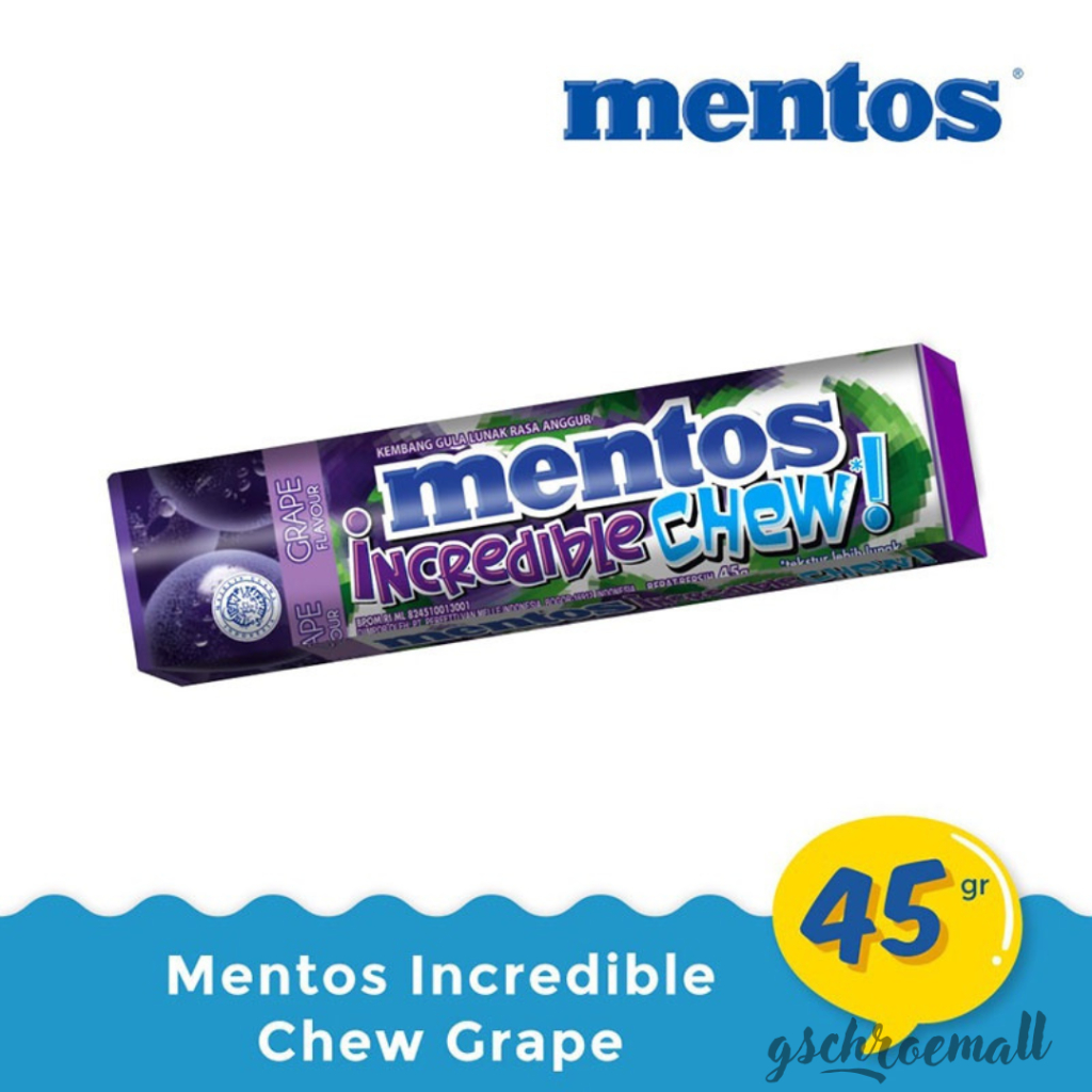 

mentos Permen Incredible Chew Grape 45 g 2PCS|Mentos Incredible Chew Candy Grape 45g