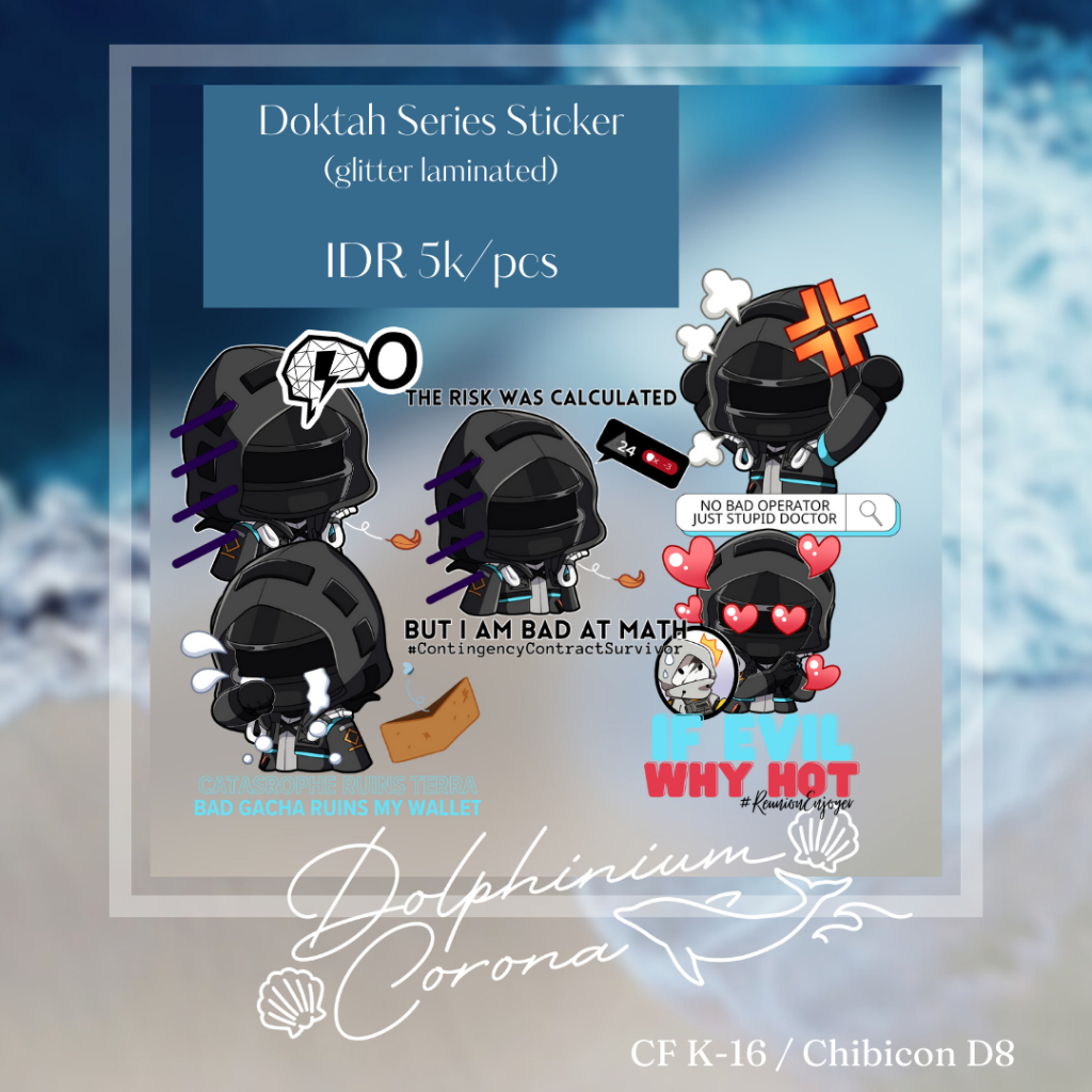 

STIKER DOKTAH DOCTOR ARKNIGHTS LAMINASI GLITTER DAN HOLOGRAM