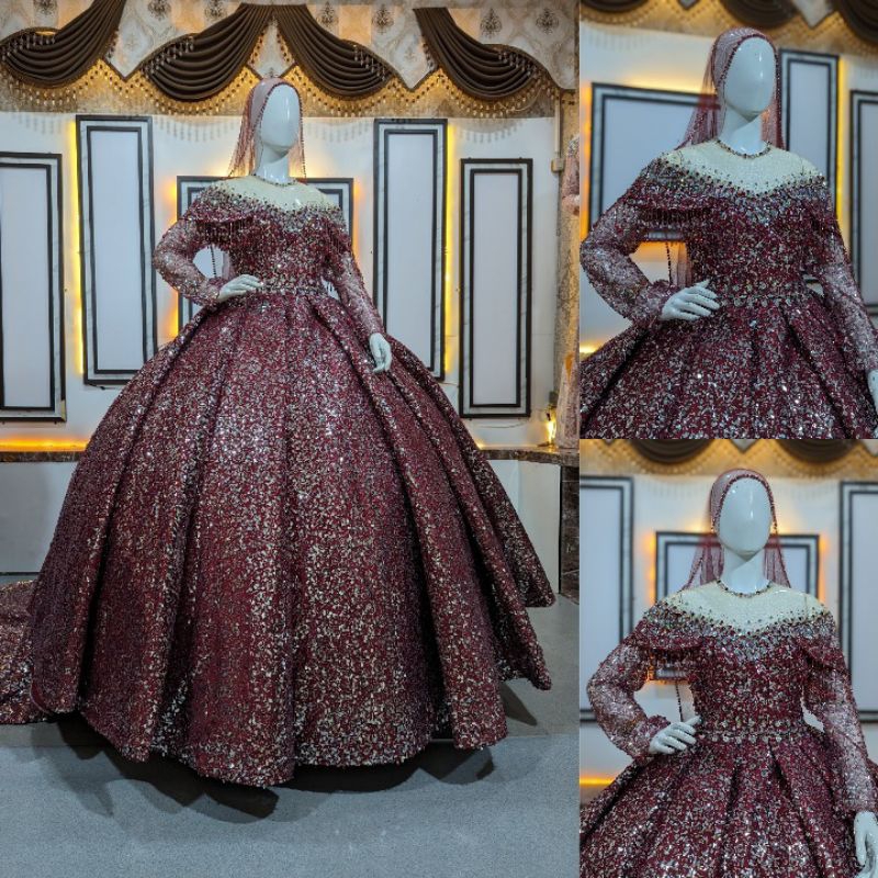 Gaun pengantin sequin / gaun pengantin mewah / gaun pengantin ballgown / wedding dress mewah / gaun 