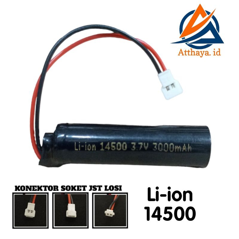 Baterai RC / Baterai Mainan Anak 1X 14500 3000mAh 3,7V KONEKTOR SOKET JST LOSI