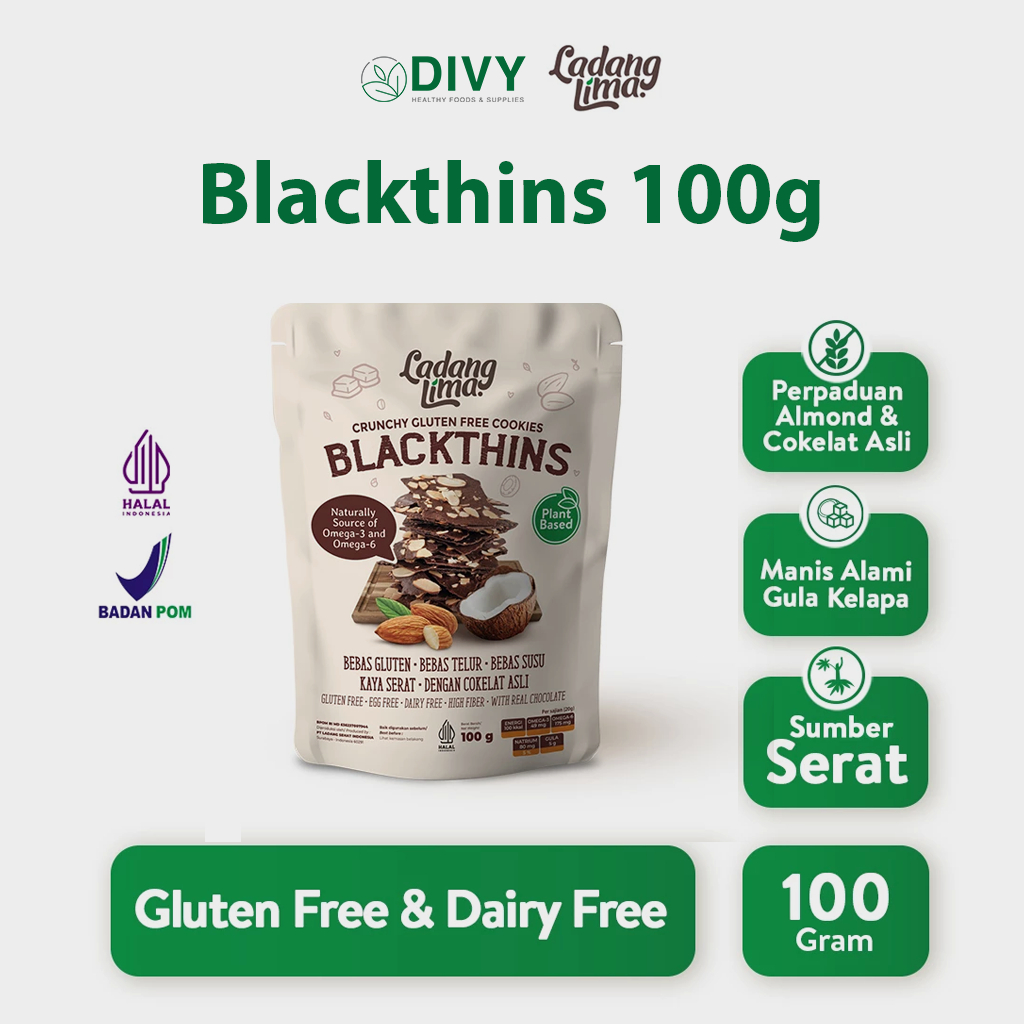 

Blackthins Crispy Dark Chocolate Cookies Almond Ladang Lima | gluten free kukis cokelat krispi dengan almond healthy cookies