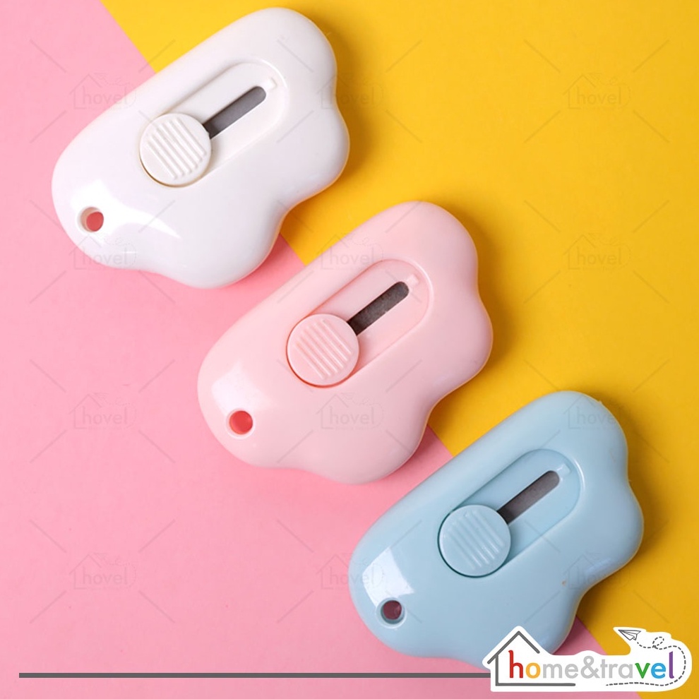 

PRODUK TREND HOVELSHOP Cutter Mini Silet Kecil Pisau Pembuka Paket Pemotong Kertas Lucu Portable Bentuk Awan Warna Warni