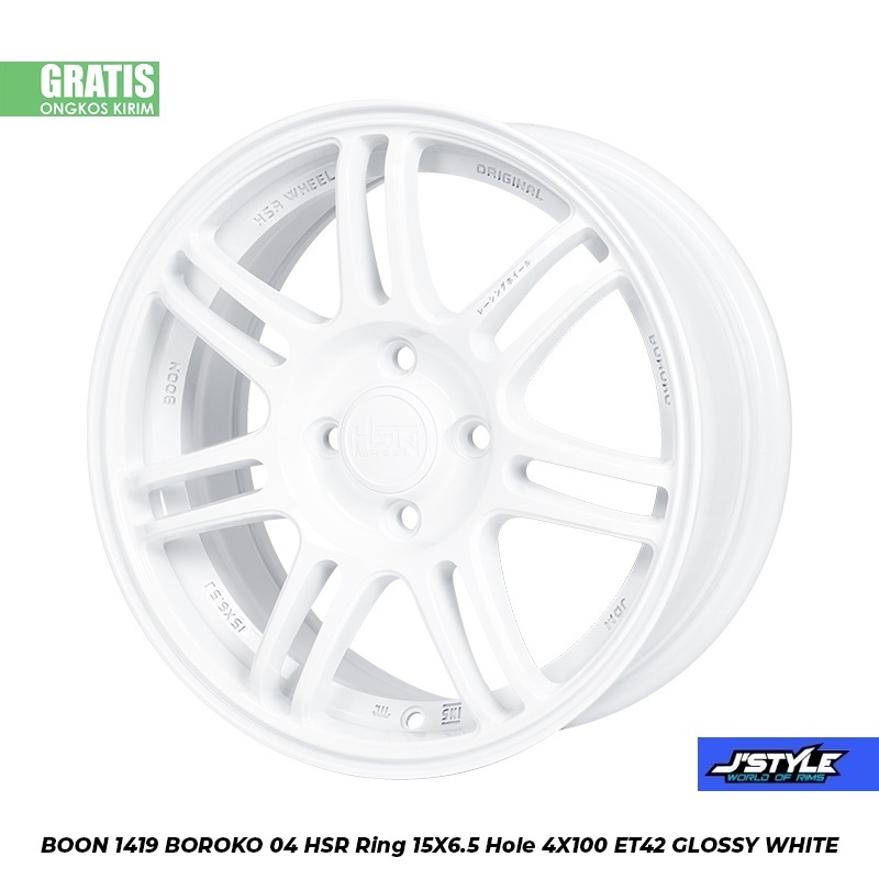 Velg JDM Putih Ring 15 HSR BOON Bisa Untuk Brio/Agya/Sirion/Swift/Datsun/Dll