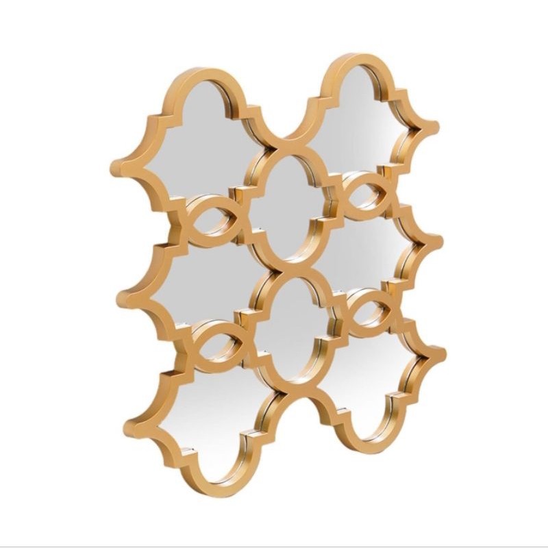 Hiasan Dinding Kaca Dekoratif Putih & Gold