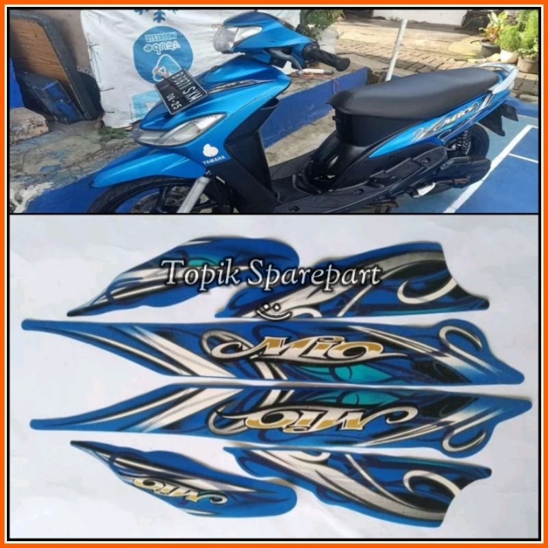 stiker striping Yamaha Mio smile 2010 biru