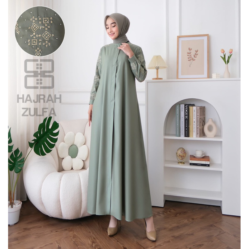 Hajrah zulfa/gamis toyobo bordir/gamis polos bordir/gamis katun/gamis toyobo polos katun
