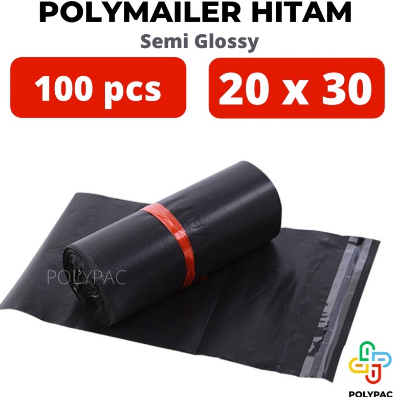 

Promo Keren Plastik Polymailer Hitam Semi Glossy LDPE 2x3 isi 1 Bungkus Plastik Packing Online