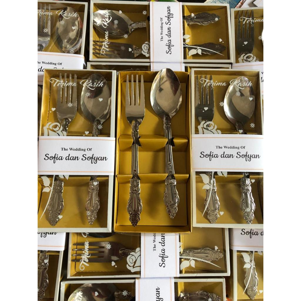 souvenir sendok set wayang stainless / sovenir sendok garpu sumpit stainless tebal murah malang