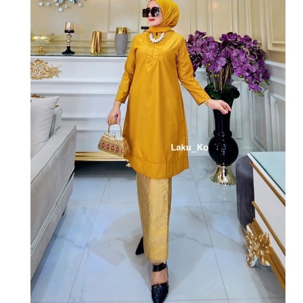 KODE T13D Set Tunik Toyobo  Baju Kurung Melayu  Set Rok songket  Set Songket  Setelan Polos  Set Kam