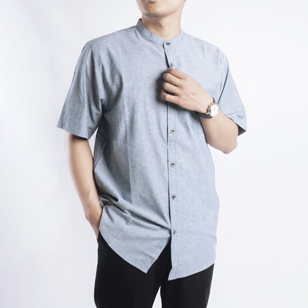 KDL - Kemeja Koko Casual Short Sleeve - Biru Denim