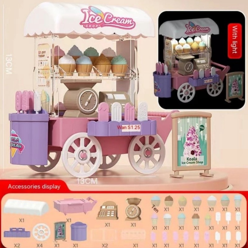 KODE K54Z koala diary ice cream bakery trolley gerobak troli koala dollhouse trolley cart stall boot