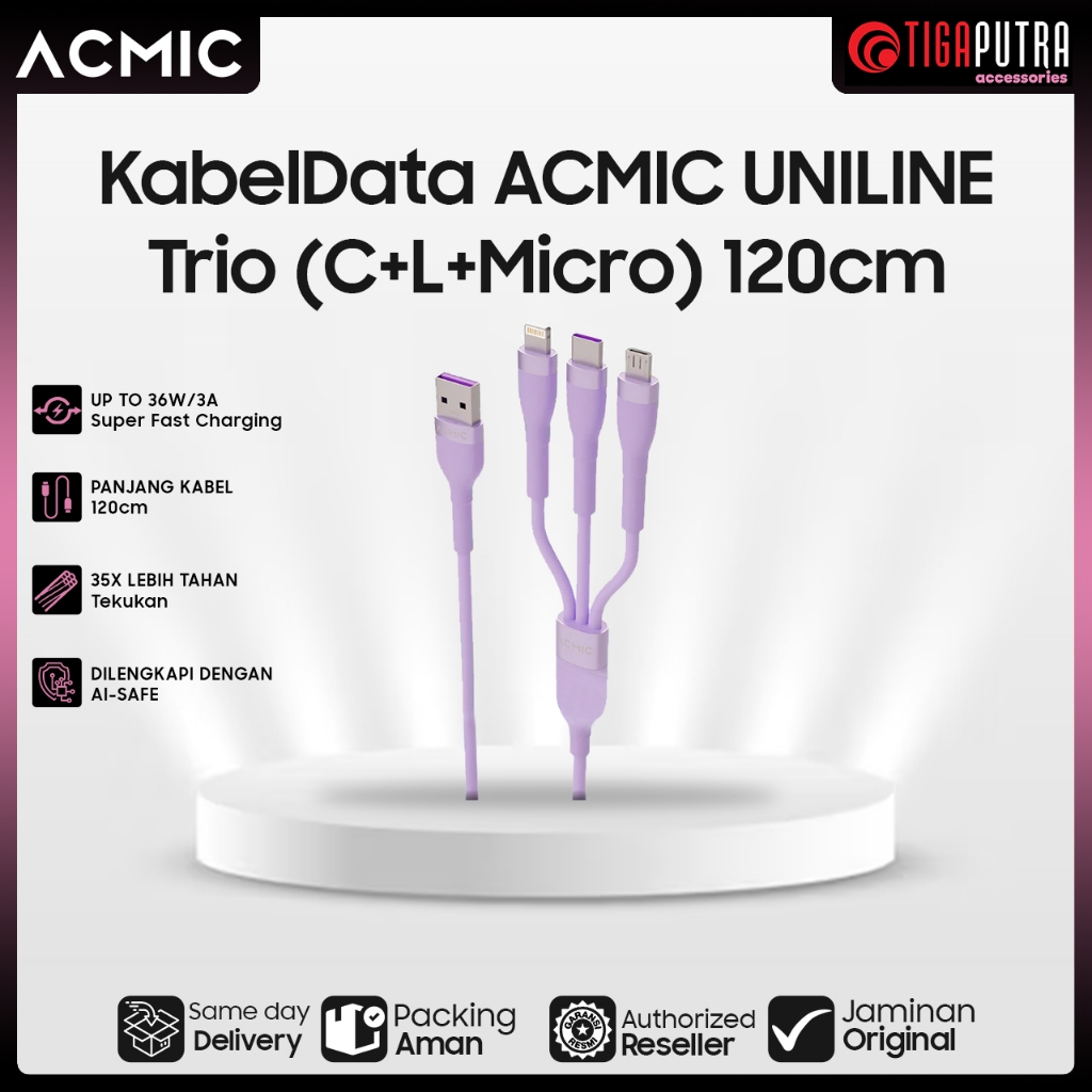 ACMIC UNILINE TRIO Kabel 3 in 1 (Type C + L + Micro) 120cm