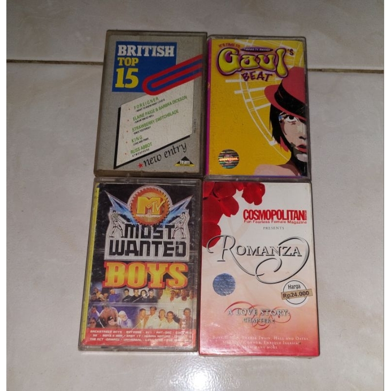 kaset kompilasi barat BRITISH TOP 15 / GAUL BEAT / MTV MOST WANTED BOYS / ROMANZA